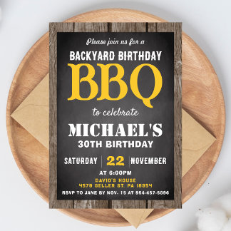 Backyard BBQ Birthday Party Invitation Cookout 招待状