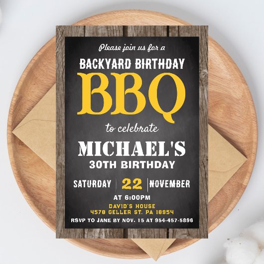 Backyard BBQ Birthday Party Invitation Cookout 招待状