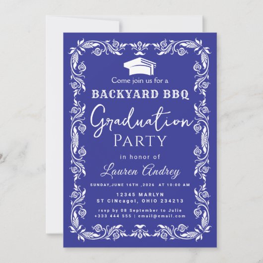 Backyard BBQ Graduation Party Invitation 招待状 (正面)