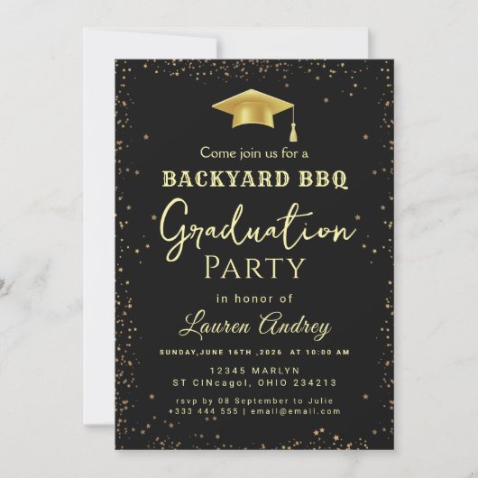 Backyard BBQ Graduation Party Invitation 招待状 (正面)