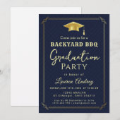 Backyard BBQ Graduation Party Invitation 招待状 (正面/裏面)
