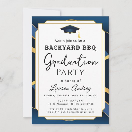 Backyard BBQ Graduation Party Invitation 招待状 (正面)