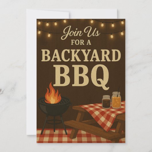 Backyard BBQ Invitation | Rustic Summer Cookout  招待状 (正面)