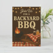 Backyard BBQ Invitation | Rustic Summer Cookout  招待状 (スタンド正面)