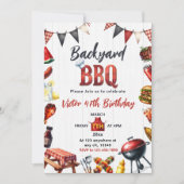 Backyard BBQ Party Barbecue Birthday 招待状 (正面)