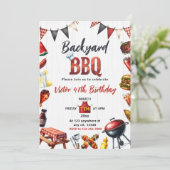 Backyard BBQ Party Barbecue Birthday 招待状 (スタンド正面)