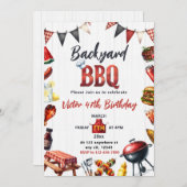 Backyard BBQ Party Barbecue Birthday 招待状 (正面/裏面)