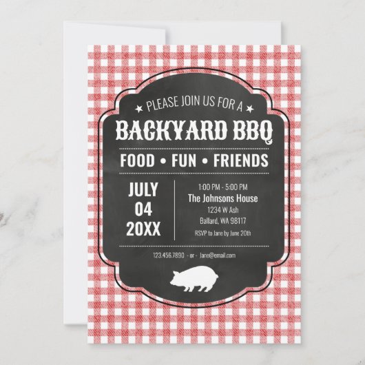Backyard BBQ Party Invitation 招待状 (正面)