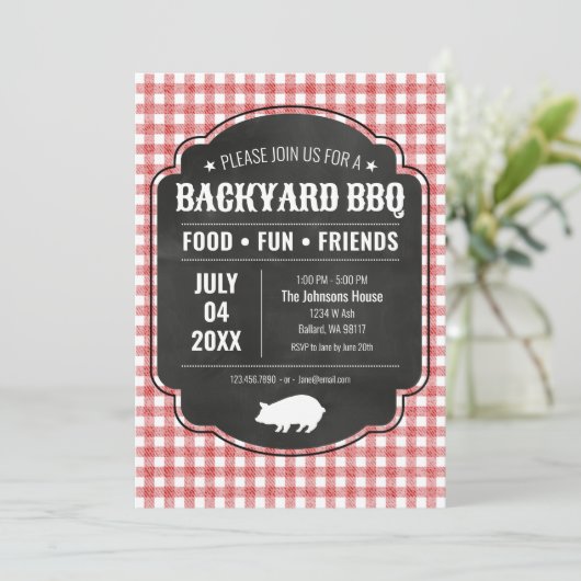 Backyard BBQ Party Invitation 招待状 (スタンド正面)