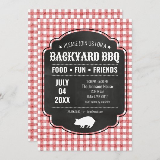 Backyard BBQ Party Invitation 招待状 (正面/裏面)