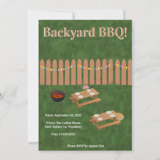 Backyard BBQ Party Invitation 招待状