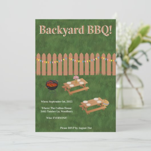 Backyard BBQ Party Invitation 招待状 (スタンド正面)