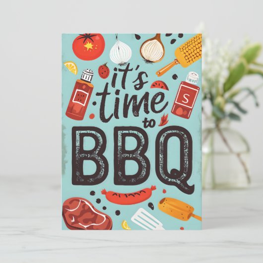 Backyard BBQ Party Invitation 招待状 (スタンド正面)