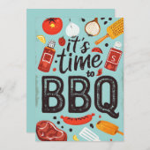 Backyard BBQ Party Invitation 招待状 (正面/裏面)