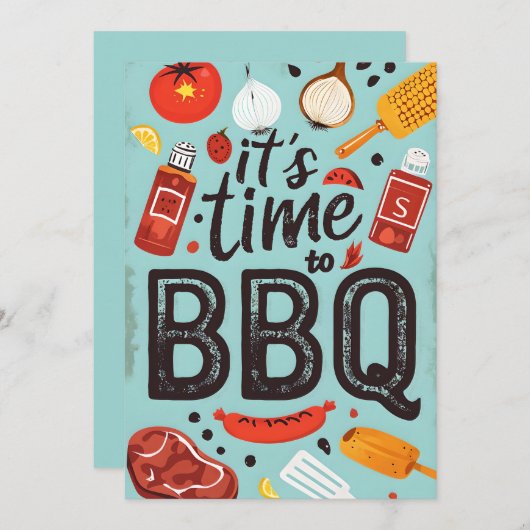 Backyard BBQ Party Invitation 招待状 (正面/裏面)