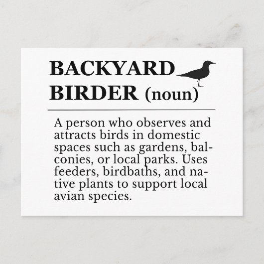 Backyard Birder Definition - Garden Birdwatching ポストカード (正面)