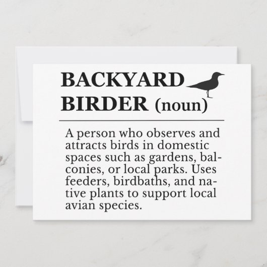 Backyard Birder Definition - Garden Birdwatching 招待状 (正面)