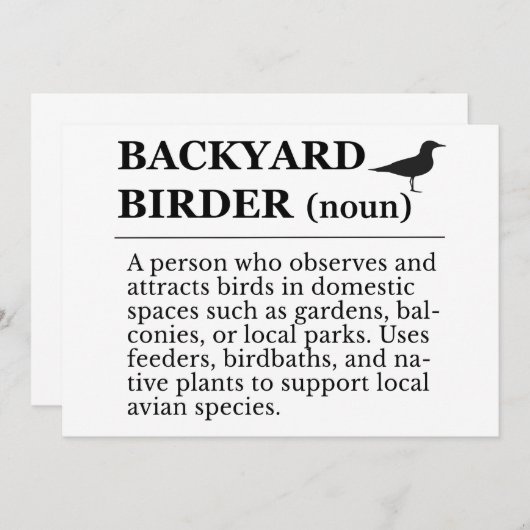 Backyard Birder Definition - Garden Birdwatching 招待状 (正面/裏面)