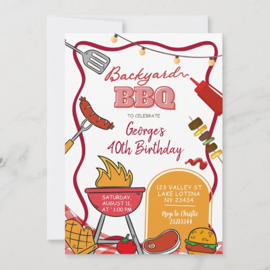Backyard Birthday BBQ 招待状 (正面)