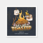 Backyard Bonfire Let's Get Toasted Birthday スタンダードカクテルナプキン (正面)