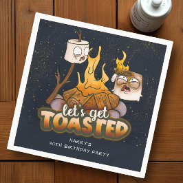 Backyard Bonfire Let's Get Toasted Birthday  スタンダードカクテルナプキン