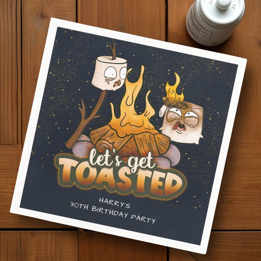 Backyard Bonfire Let's Get Toasted Birthday スタンダードカクテルナプキン