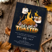Backyard Bonfire Let's Get Toasted Birthday 招待状