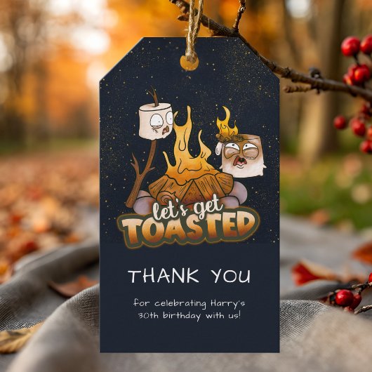 Backyard Bonfire Let's Get Toasted Birthday Favor ギフトタグ