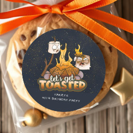 Backyard Bonfire Let's Get Toasted Birthday Favor ラウンドシール
