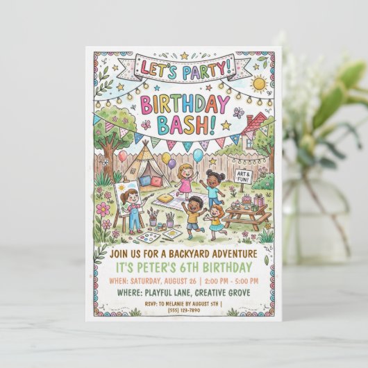 Backyard Campout Party Invitation 招待状 (スタンド正面)