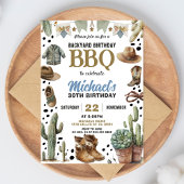 Backyard Cowboy BBQ Birthday Invitation Rustic BBQ 招待状