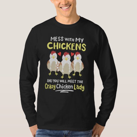 Backyard Crazy Chicken Lady Womens Farmer Tシャツ (正面)