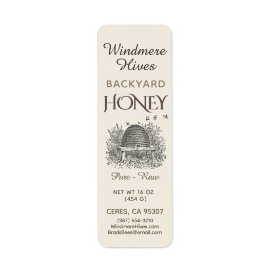 Backyard HoneyヴィンテージSkipと蜂のミニラベル ラベル (正面)