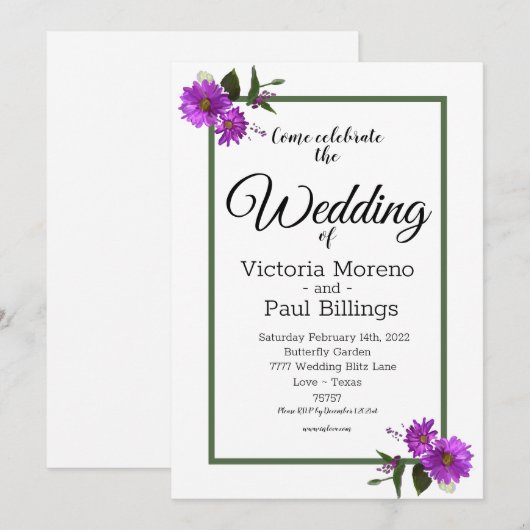 Backyard Lavander Daisy 招待状 (正面/裏面)