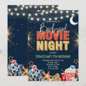 Backyard Movie Night Birthday 招待状 (正面/裏面)