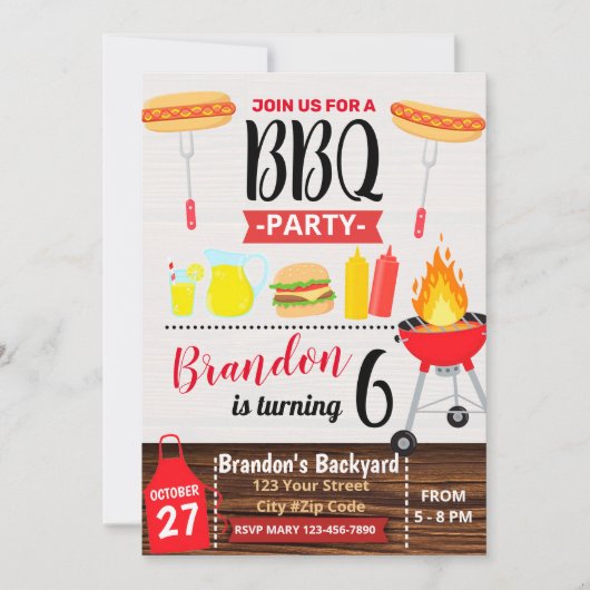 BACKYARD PARTY BBQ BIRTHDAY INVITATION 招待状 (正面)