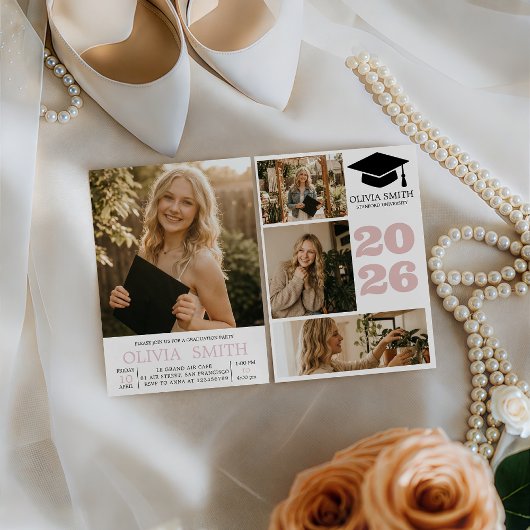 Backyard Pergola Photo Graduation Invite 招待状