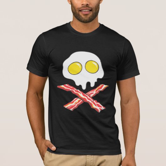 BACON AND EGGS COOL SKULL BONES SPOOF Tシャツ (正面)