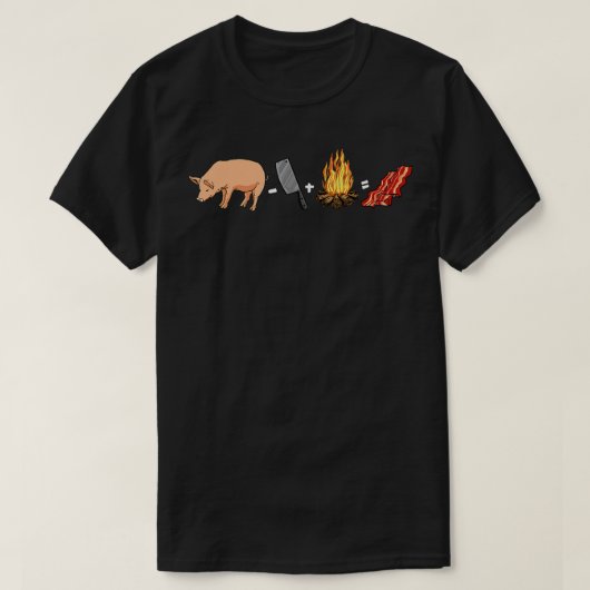 Bacon Meat Pork - Pig Knife Campfire Breakfast Bac Tシャツ (デザイン正面)