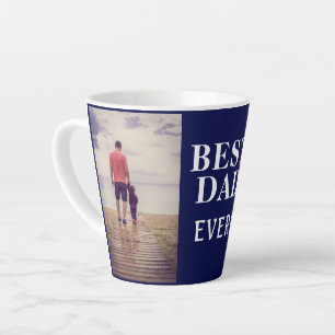Bad 最高の Ever Father's Day 2 Photo Collage Blue カフェラテマグ
