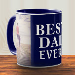 Bad 最高の Ever Father's Day 2 Photo Collage Blue マグカップ<br><div class="desc">悪い最高のEver Father's Day 2 Photo Collage Blue Coffee Mug.写真でマグカップをパーソナライズする – 2枚の写真をテンプレートに挿入。白モダンはっきりしたパパ最高のEver -文字の任意の部分を変更もし可能。パパの個人的な父の日の贈り物を作成する。</div>