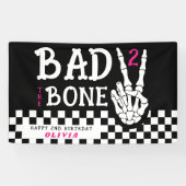 Bad 2 the Bone スケルトン ピンク 2歳 誕生日パーティー 横断幕 (横)