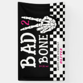 Bad 2 the Bone スケルトン ピンク 2歳 誕生日パーティー 横断幕 (縦)