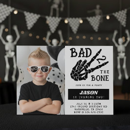 Bad 2 the Bone スケルトン 写真 2歳の誕生日パーティー 招待状
