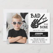 Bad 2 the Bone スケルトン 写真 2歳の誕生日パーティー 招待状 (正面)