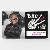 Bad 2 the Bone スケルトン 写真 2歳の誕生日パーティー 横断幕 (横)
