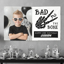 Bad 2 the Bone スケルトン 写真 2歳の誕生日パーティー 横断幕