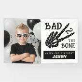 Bad 2 the Bone スケルトン 写真 2歳の誕生日パーティー 横断幕 (横)