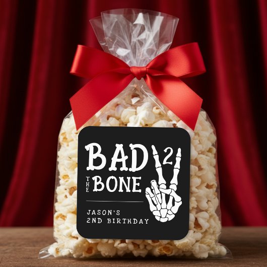 Bad 2 the Bone スケルトン 2歳の誕生日パーティー スクエアシール