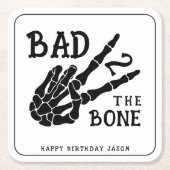 Bad 2 the Bone スケルトン 2歳の誕生日パーティー スクエアペーパーコースター (正面)